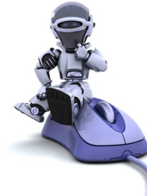 robot with a computer mouse